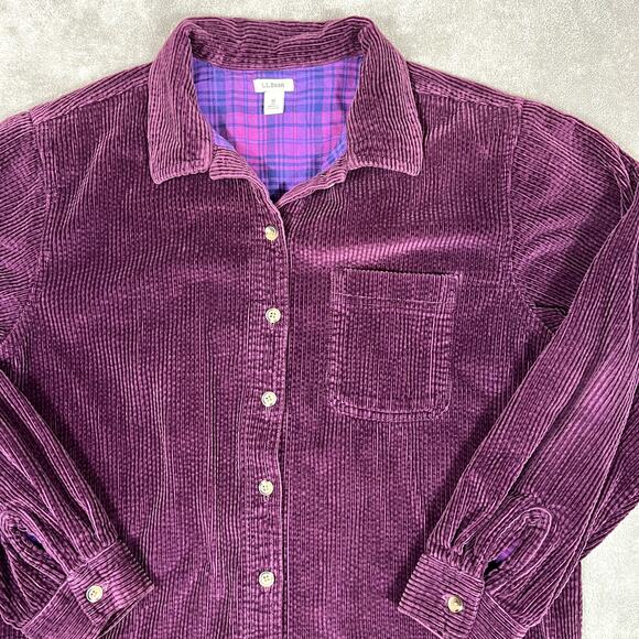 LL Bean Quilt Lined Cordoroy Jacket Sweater Women's M Purple Shacket Outdoor - Picture 2 of 10